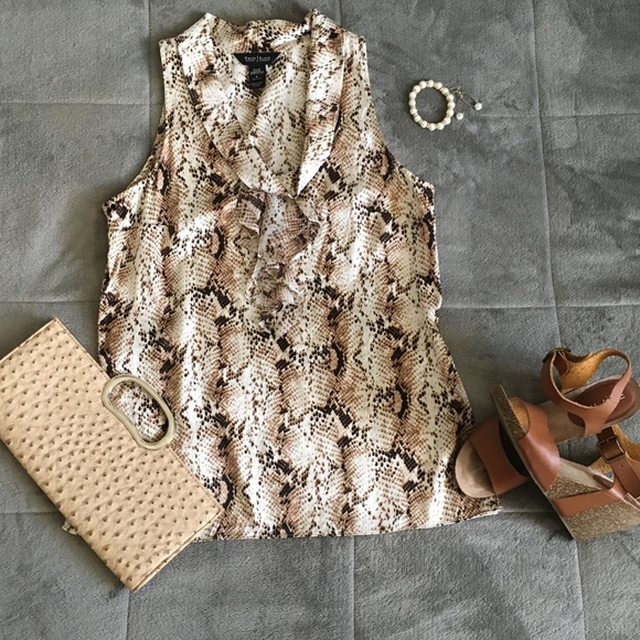 White House Black Market Snake Print Silk Blouse - Picture 2 of 7